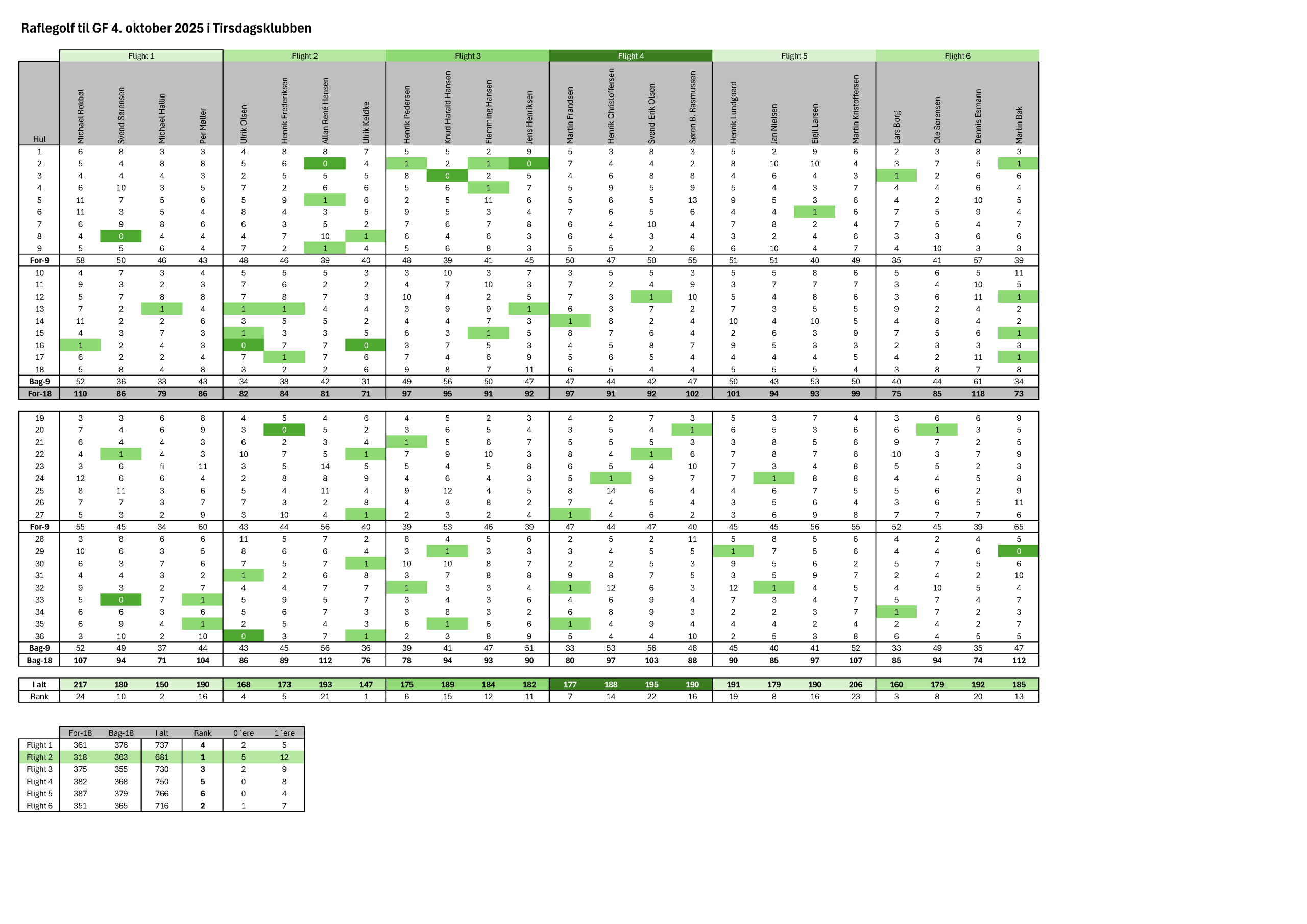 Raflegolf resultater 2025